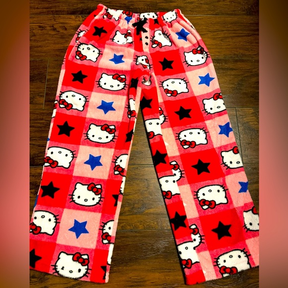 Vintage Sanrio Hello Kitty Fleece Pajamas Pants Limited Edition Rare Women Large - Picture 1 of 6